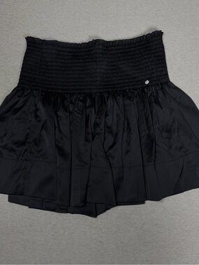 NATURAL LIFE Black Smocked Waist Skort satin size M